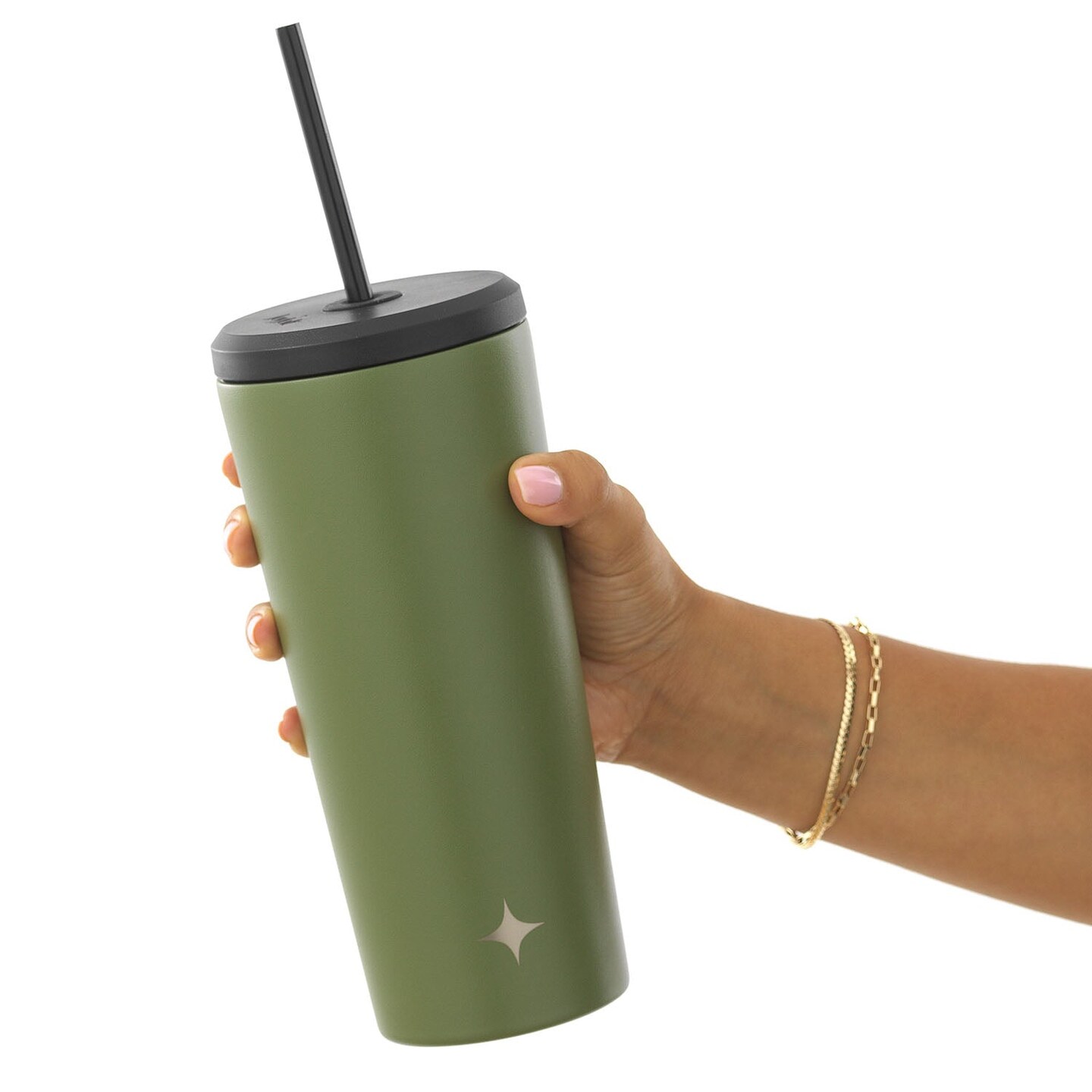 JoyJolt Vacuum Insulated Tumbler with Flip Lid and Straw - 24 oz - Green