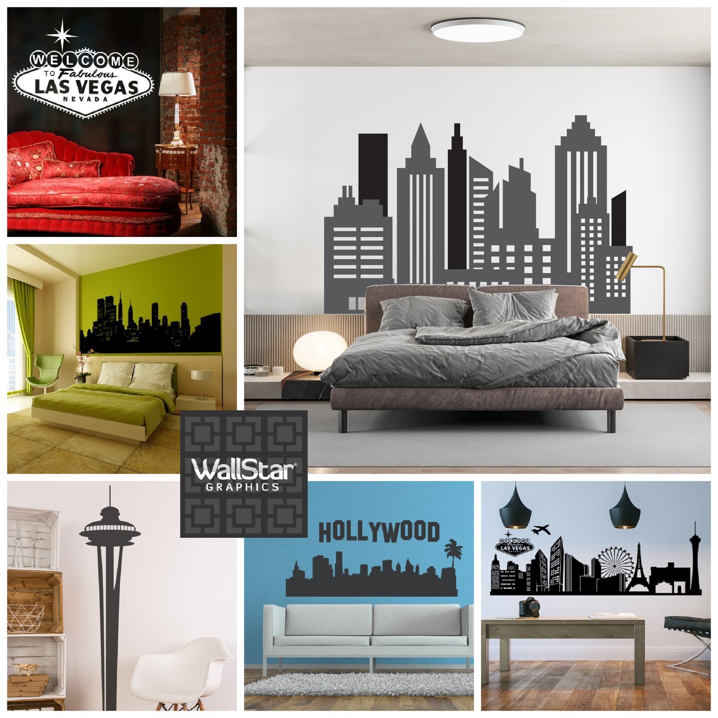 Large City Skyline Decal, Travel Decals, Metropolitan Decor, Superhero ...