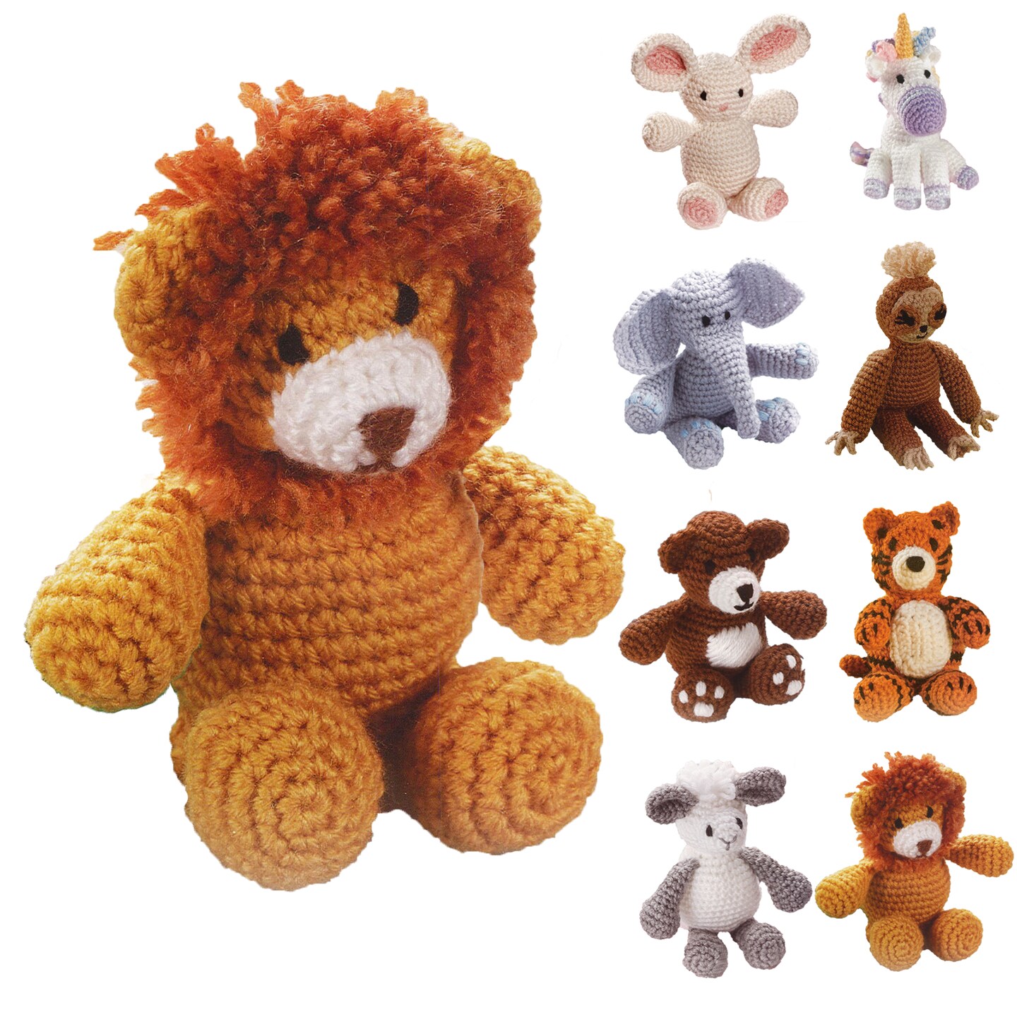 Leisure Arts Little Crochet Friend Animals Crochet Kit, Lion, 8