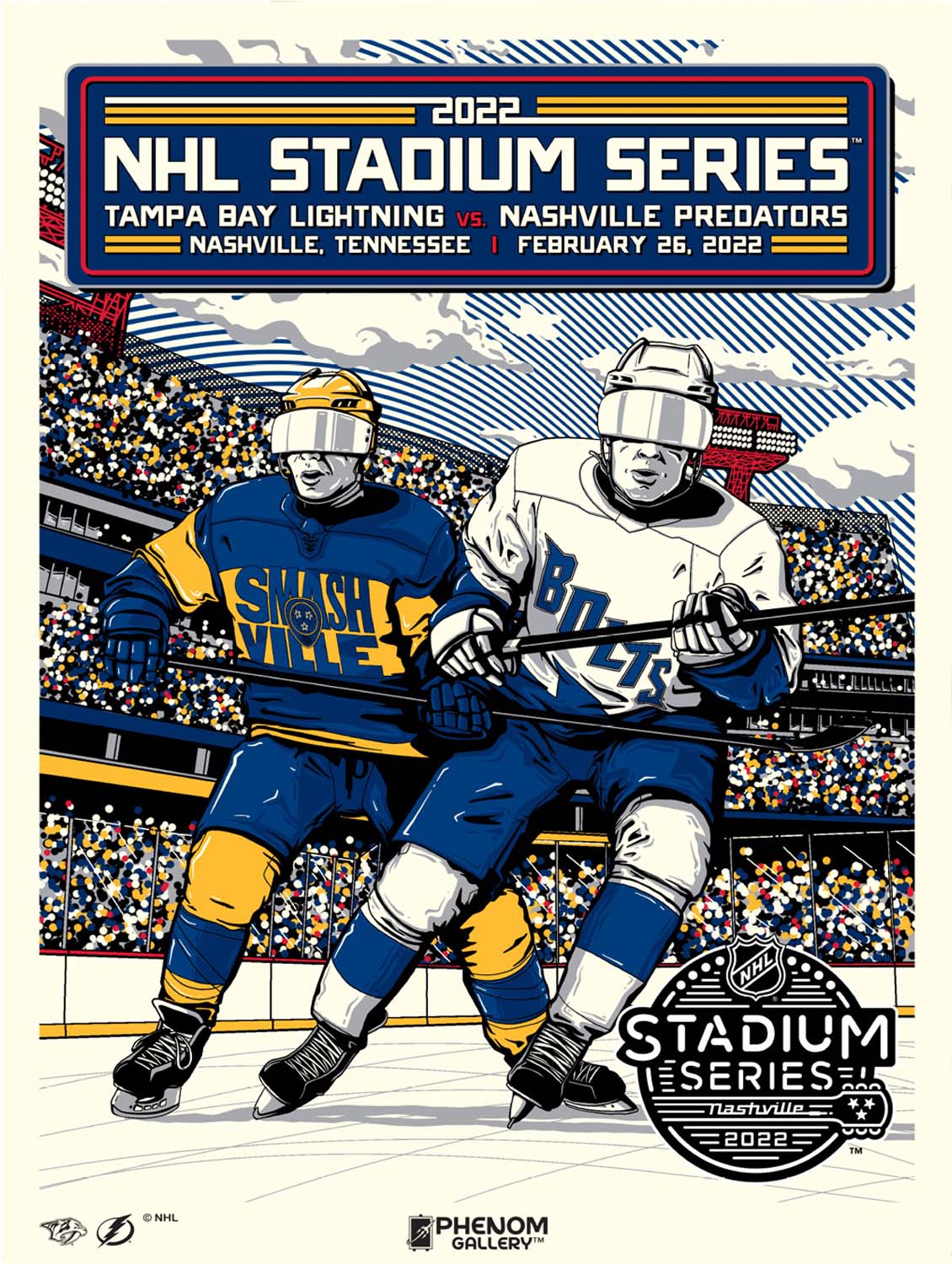 Phenom Gallery NHL Stadium Series 2022 at Nissan Stadium - Predators vs Lightning 18" x 24" Deluxe Framed Serigraph