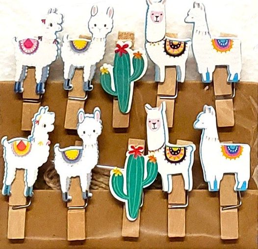 Llama Wood Clothespins Clips