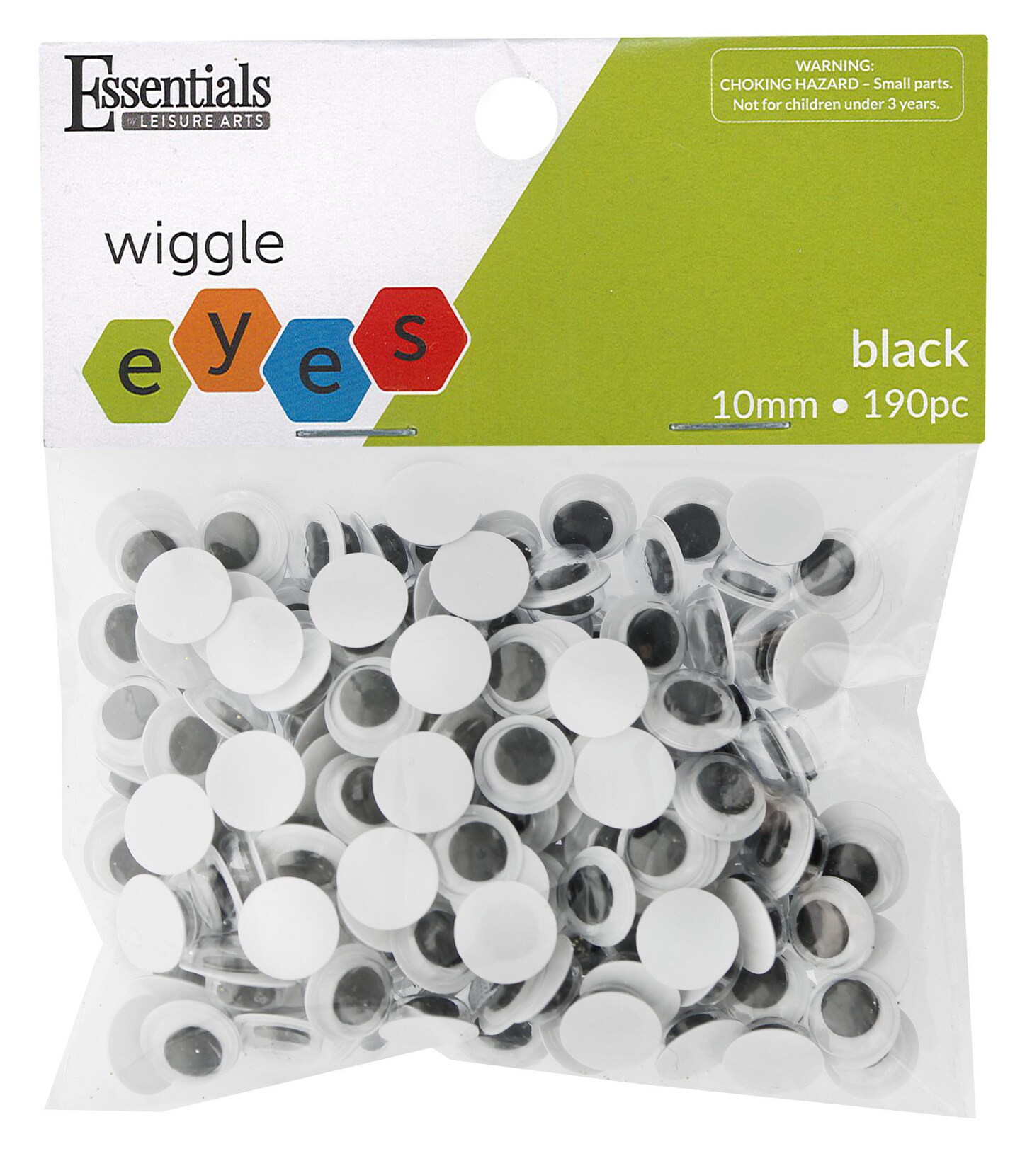 Essentials by Leisure Arts Eyes Paste On Moveable 10mm Black 190pc Googly Eyes, Google Eyes for Crafts, Big Googly Eyes for Crafts, Wiggle Eyes, Craft Eyes