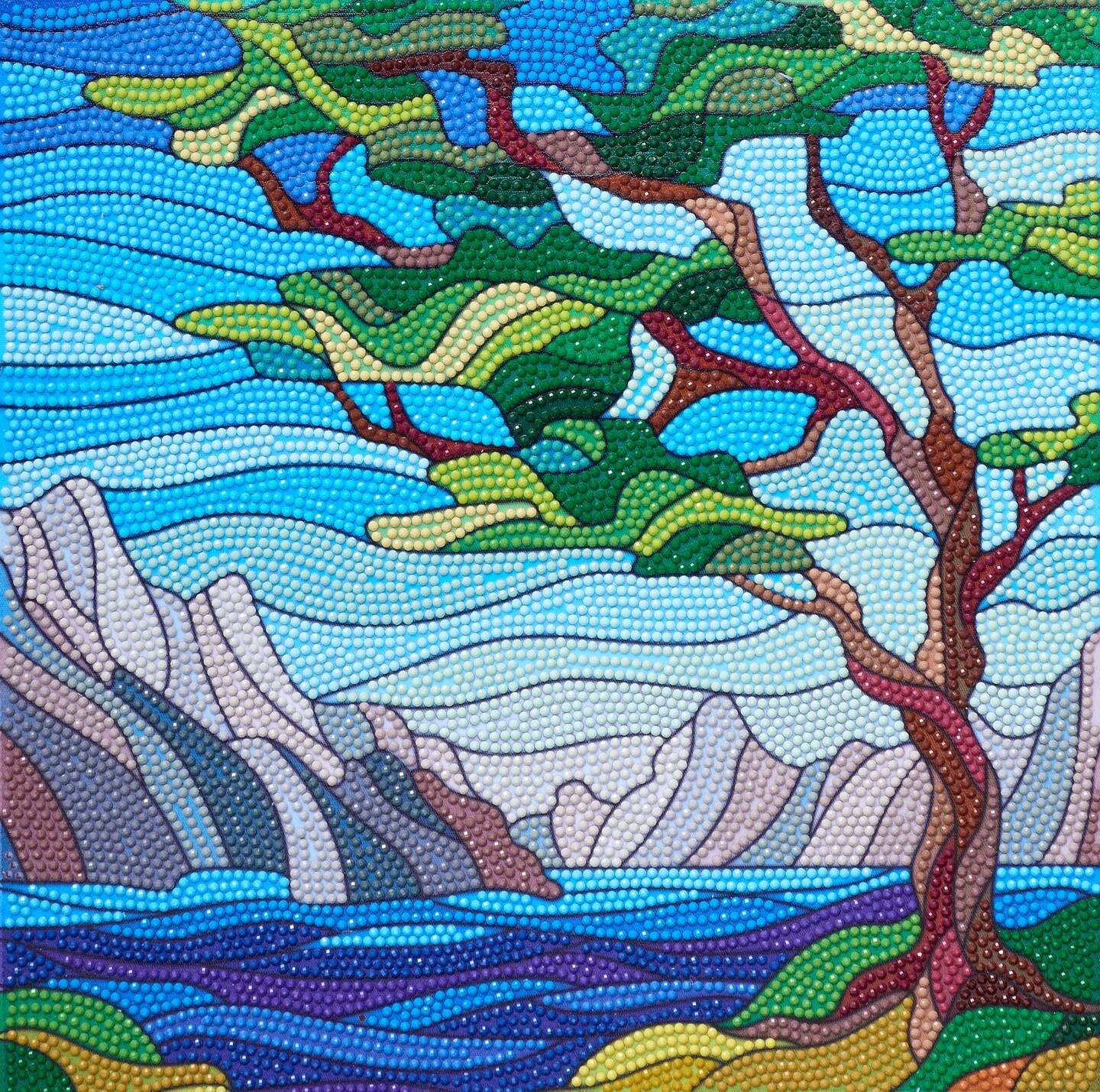 DIAMOND ART BY LEISURE ARTS Stain Glass River, 12&#x22;x12&#x22;, Intermediate Diamond Painting Kits for Adults, Diamond Art for Adults, Diamond Art Kit, Diamond Art Painting