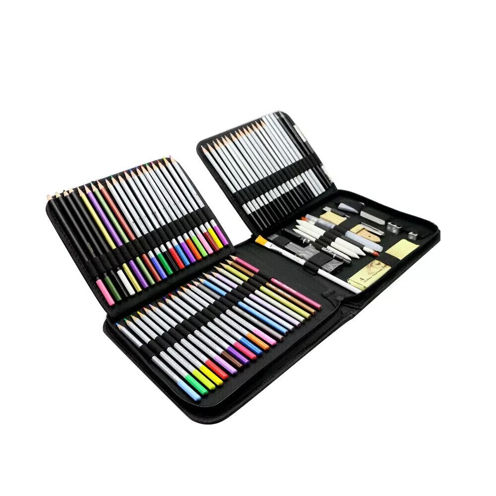 83-piece Professional Drawing Pencils And Sketch Art Supplies Includes  Colored Pencil Sketch Charcoal Pastel Pencil Sharpener Eraser Sketch Paper  Port