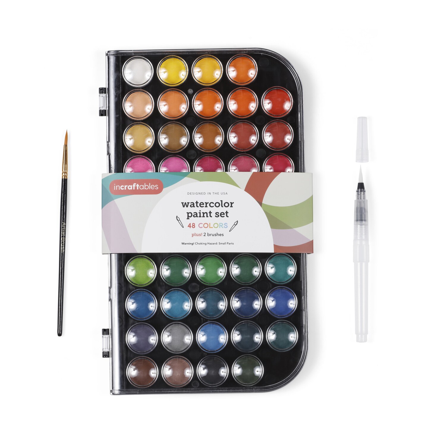 Incraftables Non-Toxic Watercolor Paint set (48 Colors). Water Color Paints  for Adult & Kids w/ Refillable Water Brush Pen, Watercolor Palette 