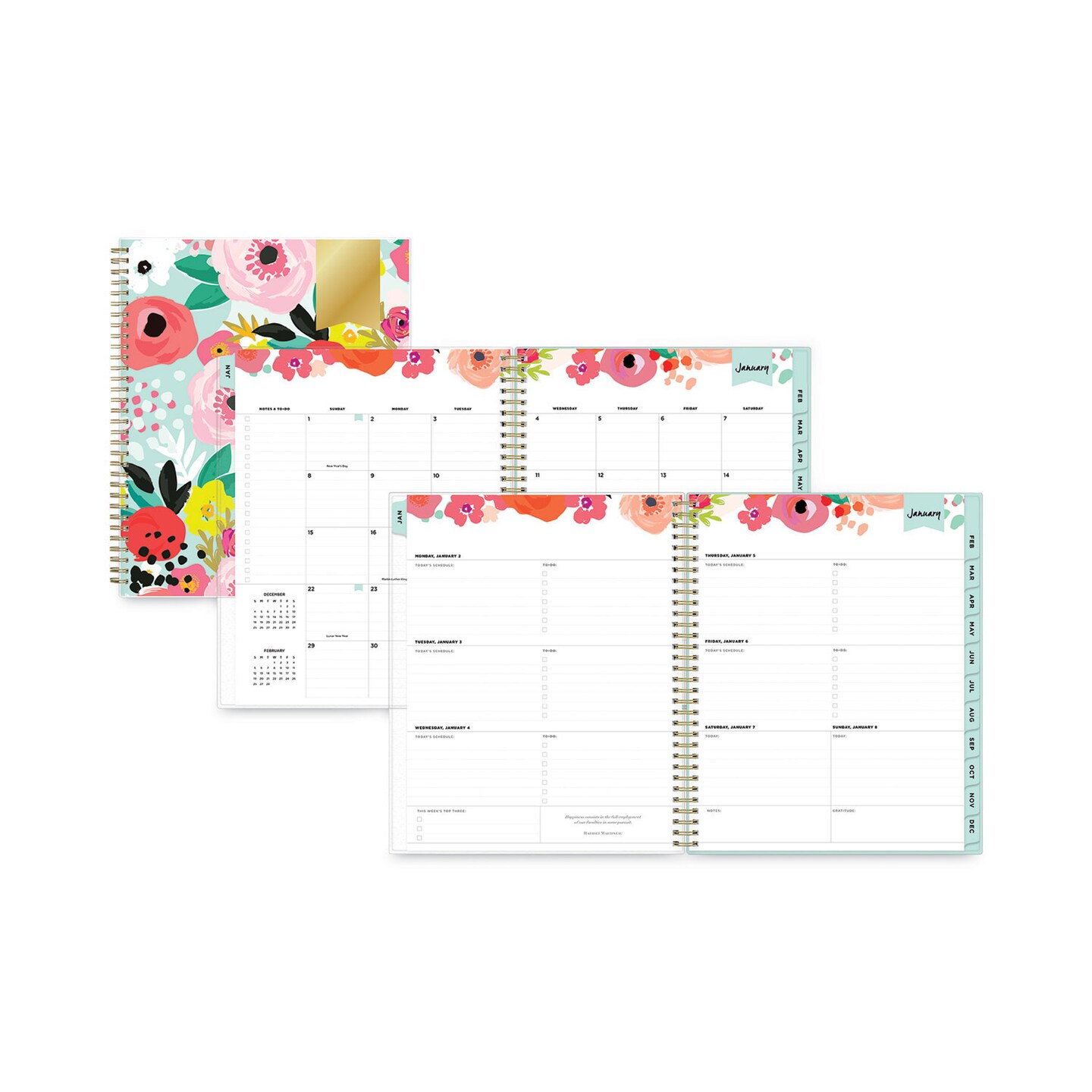 Blue Sky Day Designer Secret Garden Mint Frosted Weeklymonthly Planner