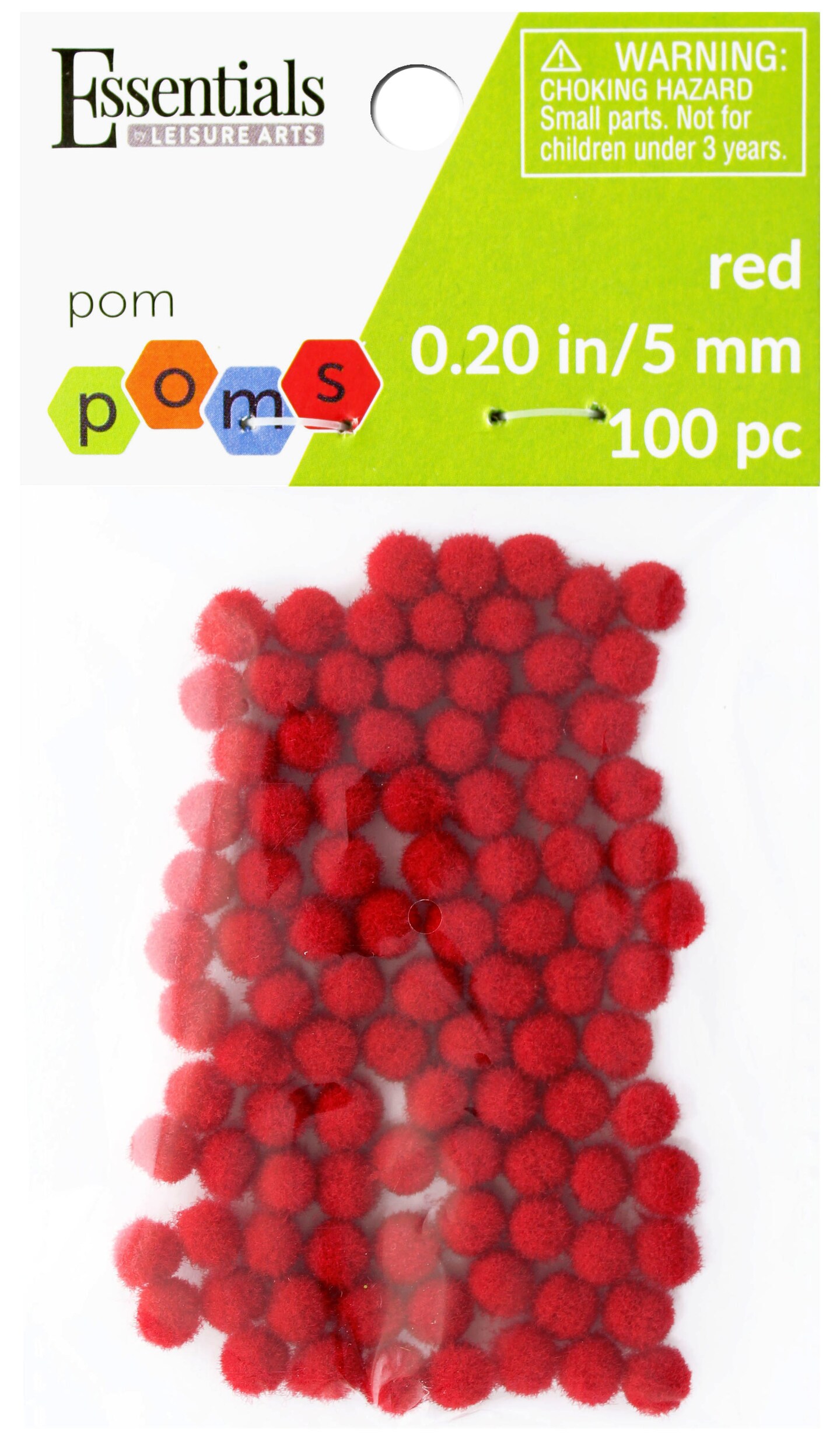 Essentials by Leisure Arts  Pom Poms - Red - 5mm - 100 piece pom poms arts and crafts - red pompoms for crafts - craft pom poms - puff balls for crafts