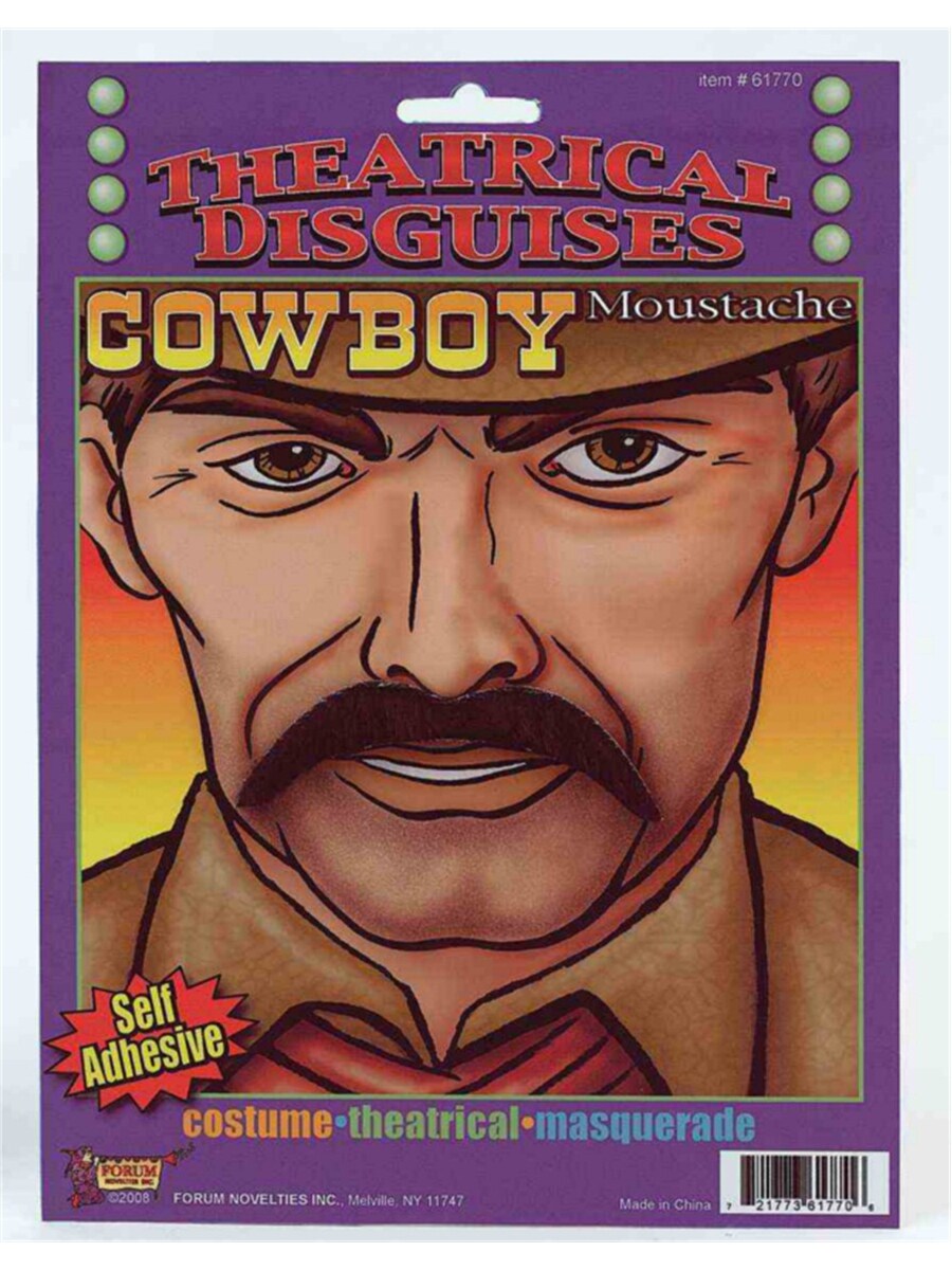 Black Texas Mexico Western Gambler Costume Cowboy Moustache