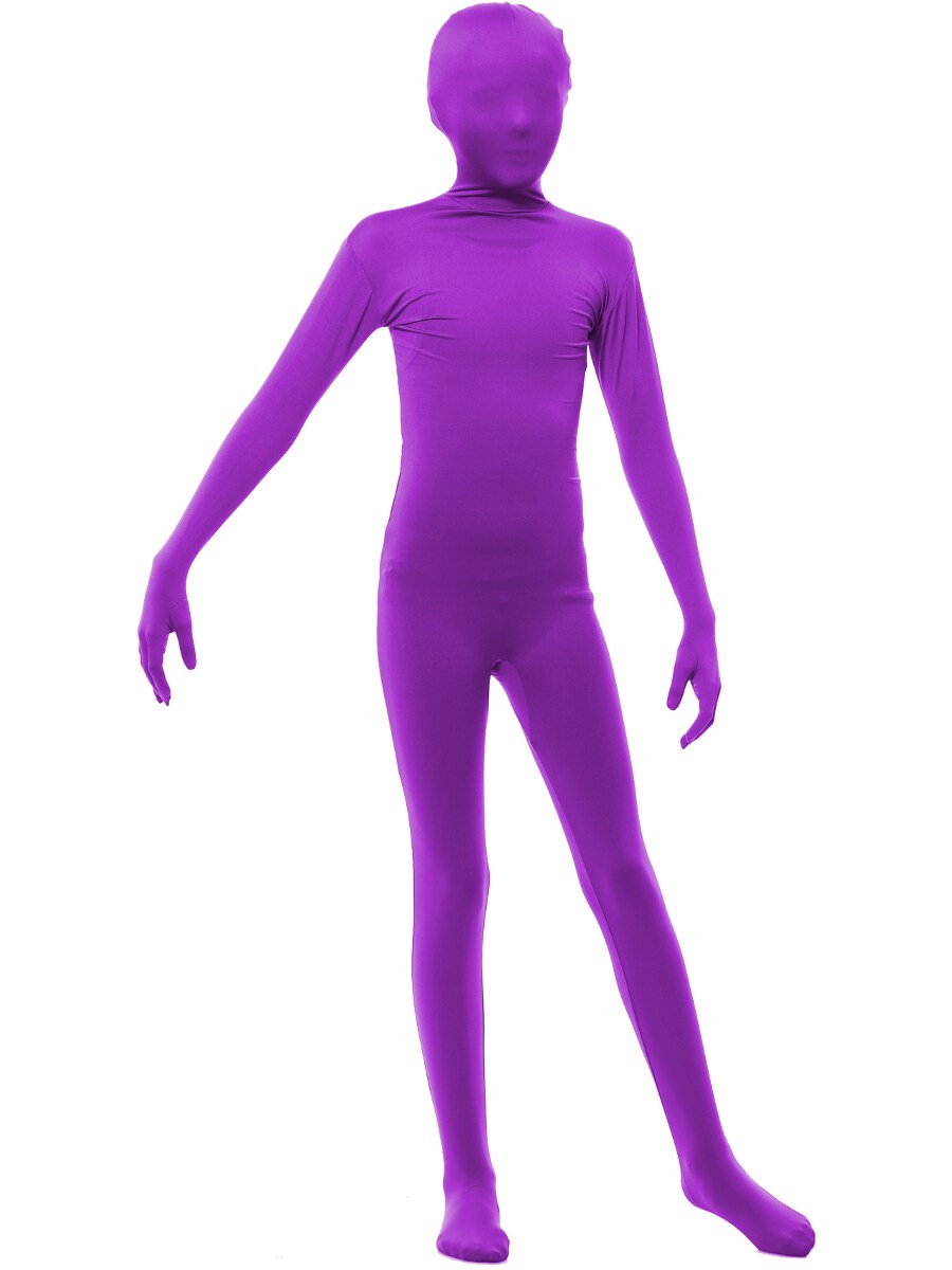 Childs Purple Sports Fanatic Zentai Bodysuit Costume