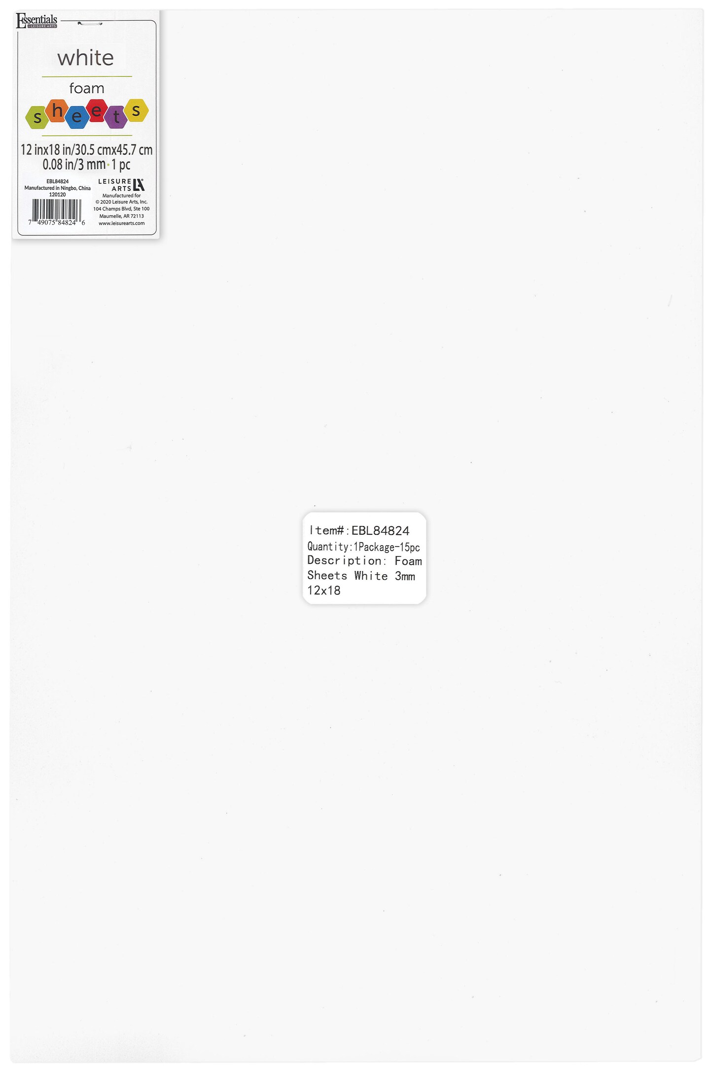 Essentials By Leisure Arts Arts Foam Sheet 12x18&#x22; 3mm White 15pc