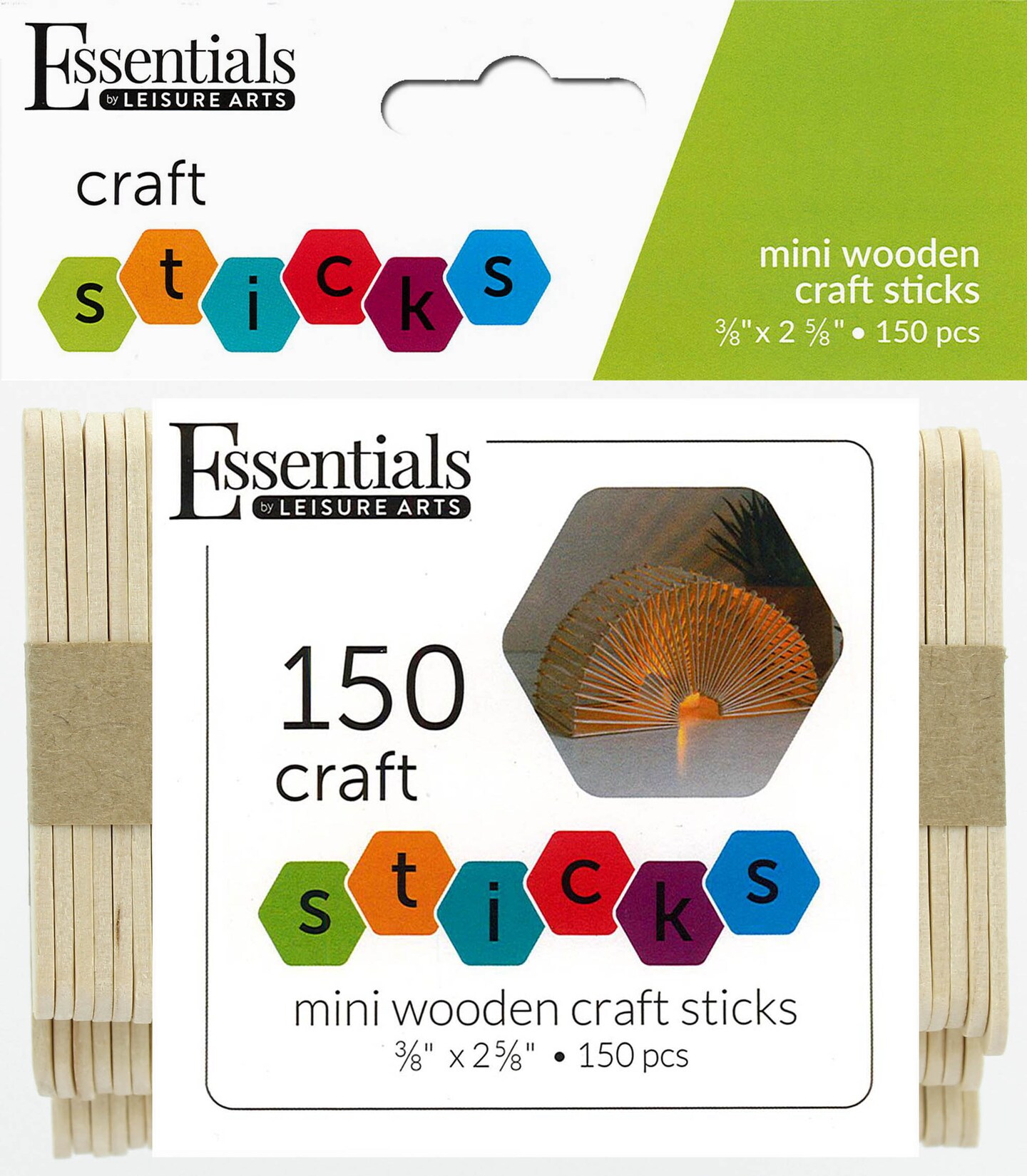 Essentials By Leisure Arts Arts Wood Craft Sticks Mini .38x2.63&#x22; 150pc