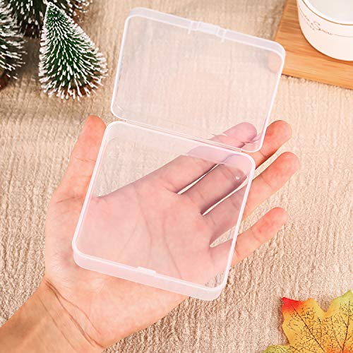 12 Pack Clear Plastic Beads Storage Containers Box with Hinged Lid for Beads and More (3.70 x 3.70 x 1.18 Inch)