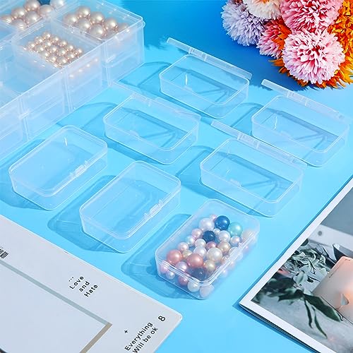 12 Pieces Small Clear Plastic Beads Storage Container and Organizer Transparent Boxes with Hinged Lid for Storage of Small Items, Jewelry, Diamonds, DIY Art Craft Accessory (3.35 x 2.17 x 1 Inch)