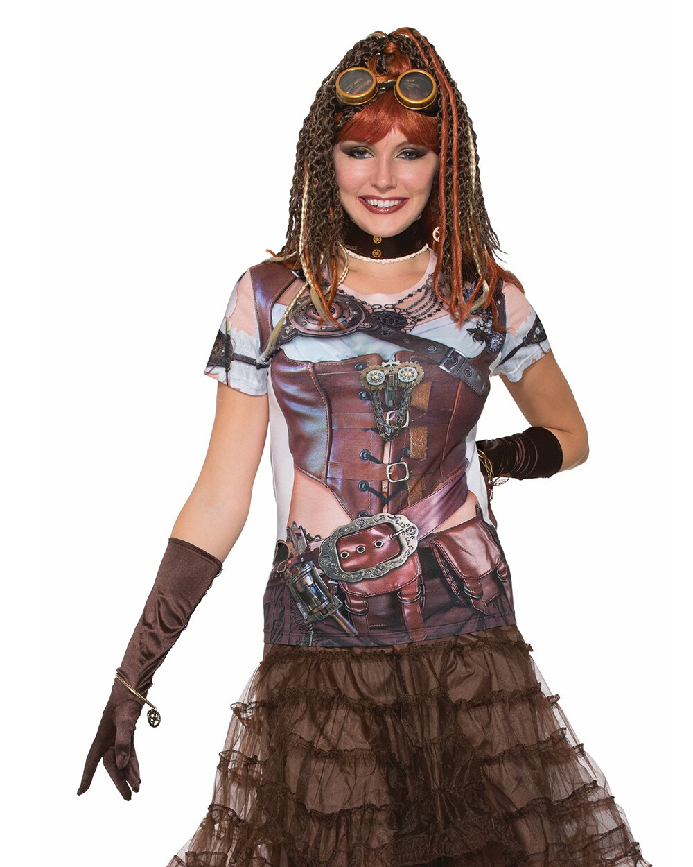 Adult's Womens Futuristic Steampunk Printed Costume Sublimation Shirt