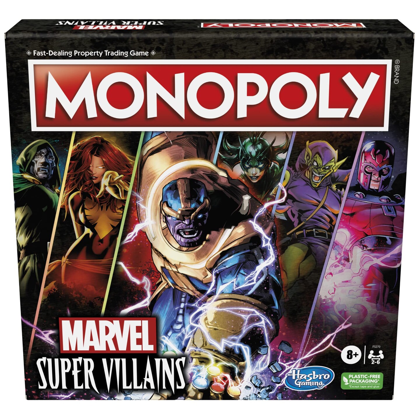 MONOPOLY: Marvel Super Villains Edition Board Game for Families and Kids Ages 8 and Up, Marvel Game for 2-6 Players