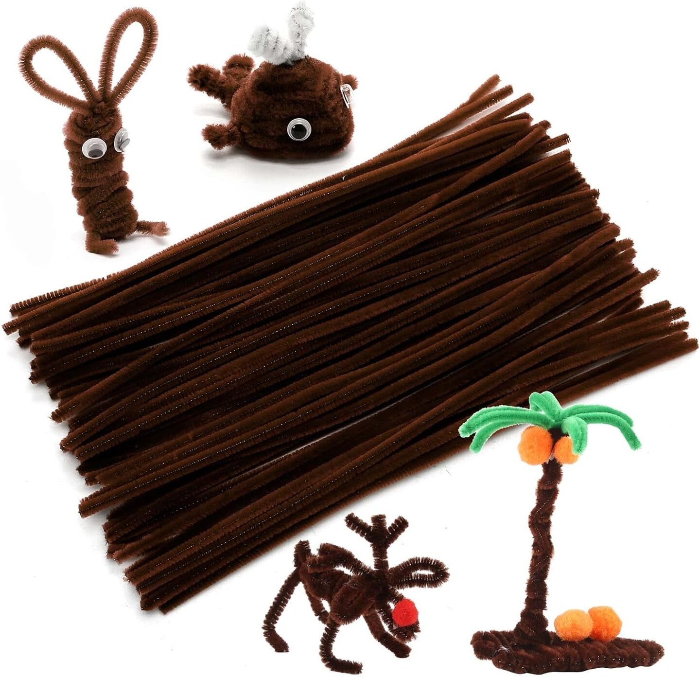 100PCS Pipe Cleaners in 10 Colors, Multi-Color Chenille Stems
