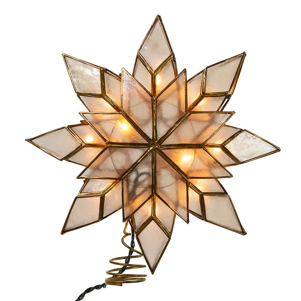 Ksa 875 Lighted Capiz Clear Star Christmas Tree Topper Clear Lights