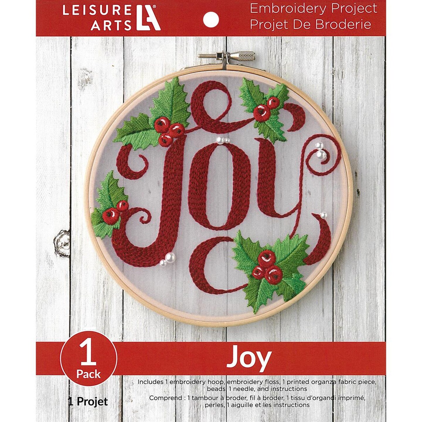 Leisure Arts Embroidery Kit 6&#x22; Joy - embroidery kit for beginners - embroidery kit for adults - cross stitch kits - cross stitch kits for beginners - embroidery patterns