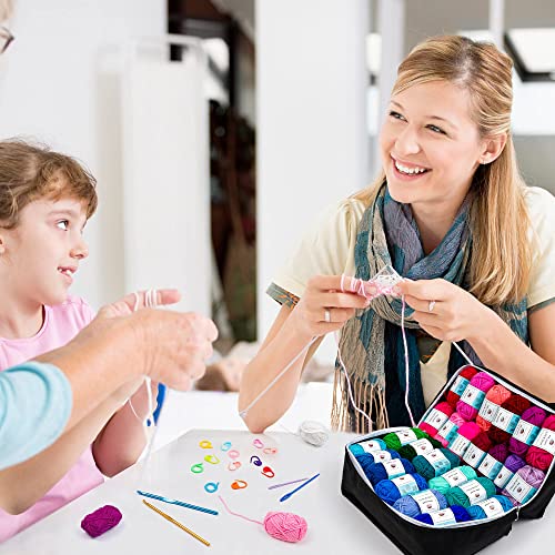 62 Acrylic Yarn Skeins, 2170 Yards Yarn for Knitting and Crochet, Includes 2 Crochet Hooks,2 Weaving Needles,10 Stitch Markers, Perfect Crochet Beginner Kit for for Adults Kids