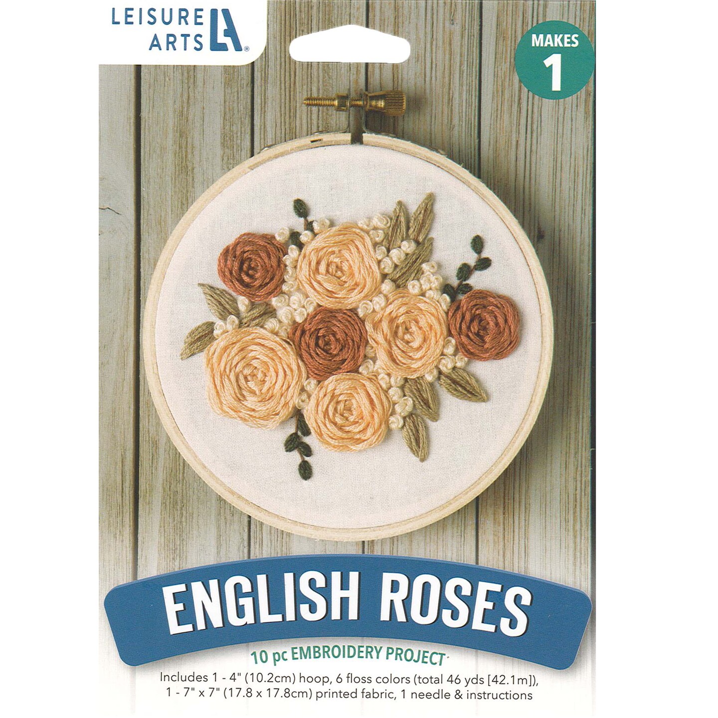 Leisure Arts Embroidery Kit 4&#x22; English Roses - embroidery kit for beginners - embroidery kit for adults - cross stitch kits - cross stitch kits for beginners - embroidery patterns