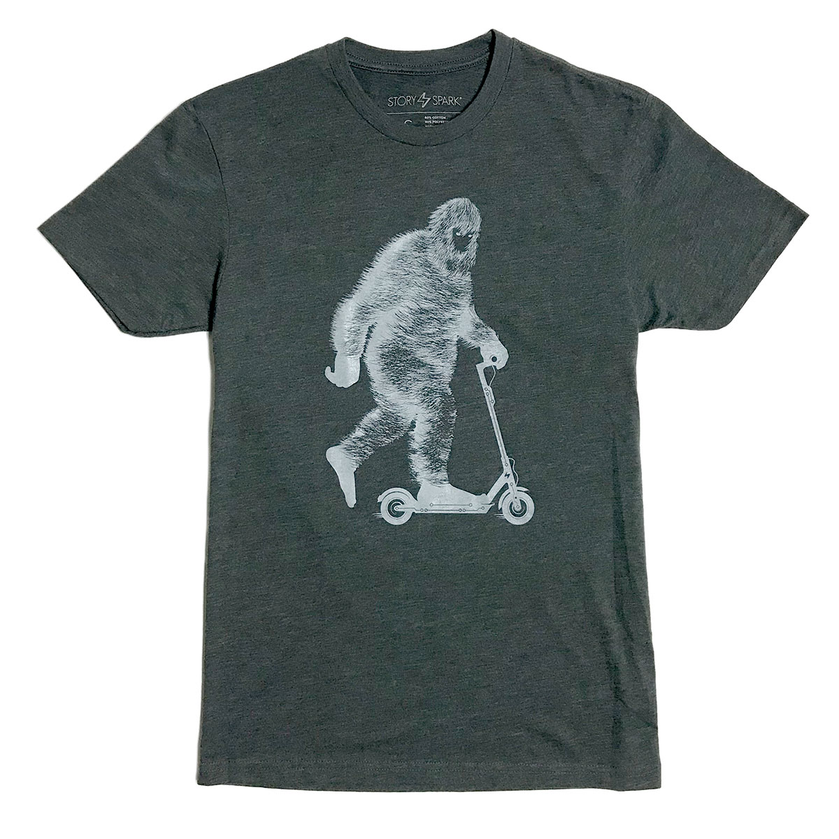 Scooter Riding Bigfoot Graphic T-shirt for Sasquatch, Bigfoot and Yeti Fans - Glows in the Dark!