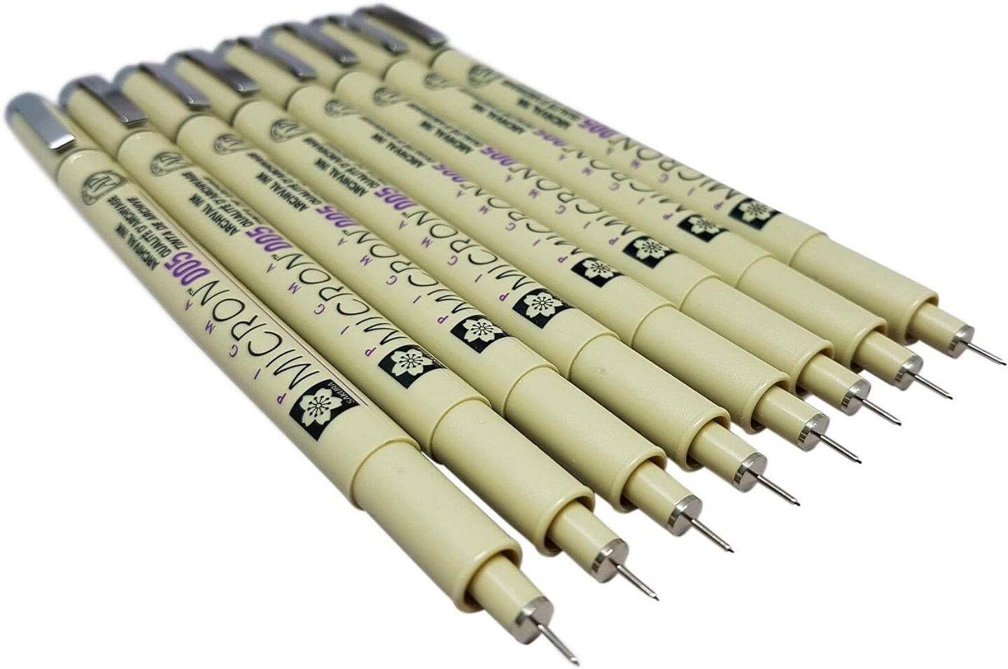 pen 005 Black ink marker felt tip pen, Archival pigment ink, fine point for artist drawing pens - 8 pen set