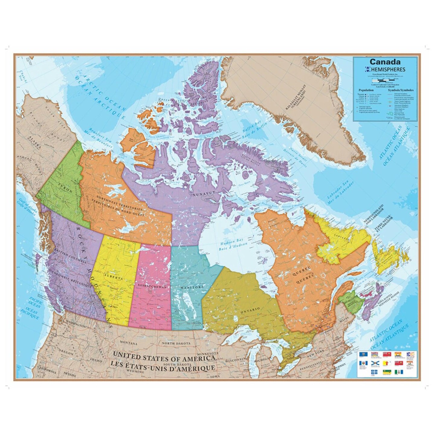 Laminated Map, Canada, 47&#x22; x 38&#x22;