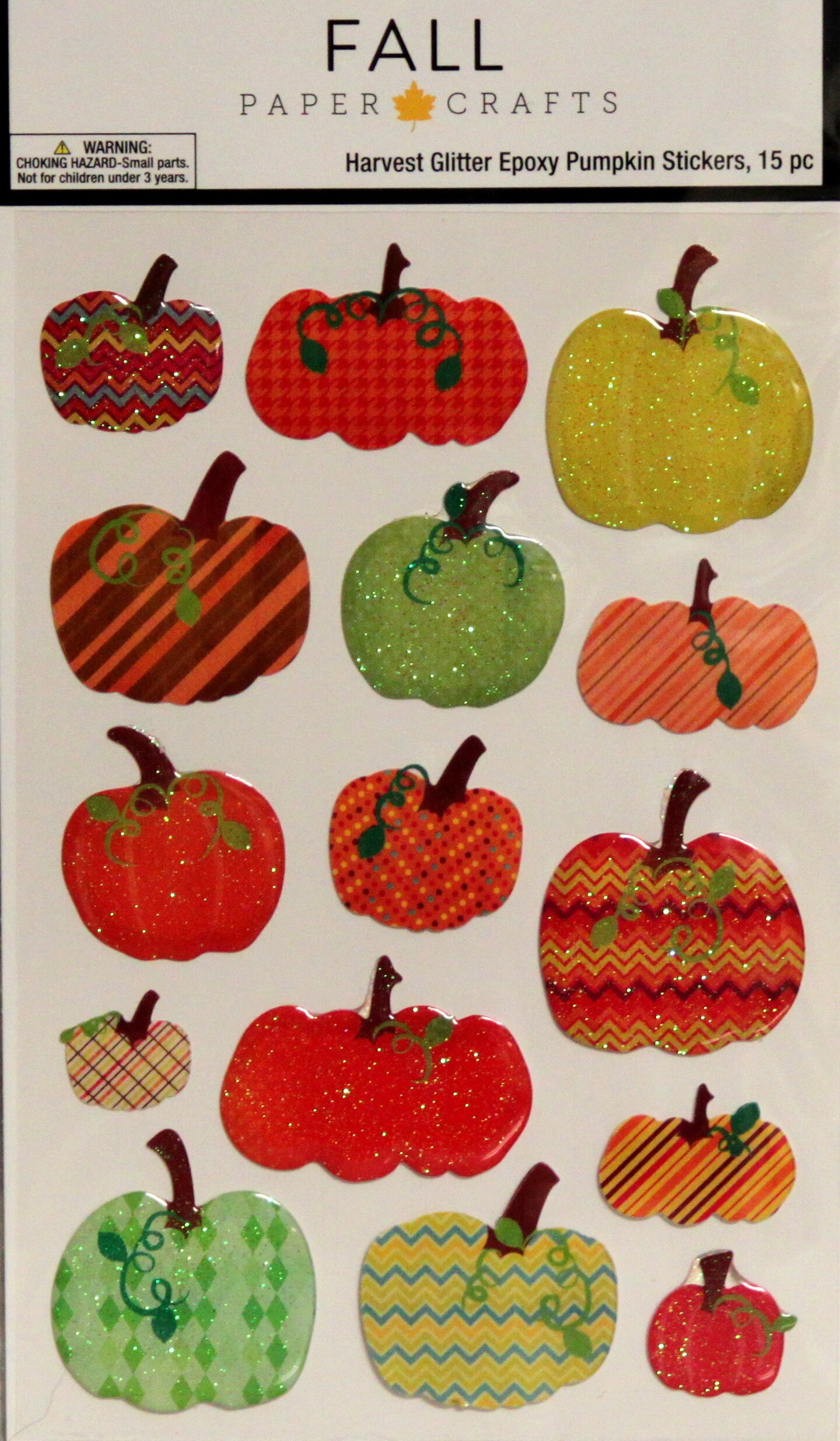 Fall Paper Crafts Harvest Glitter Epoxy Pumpkin Dimensional Stickers