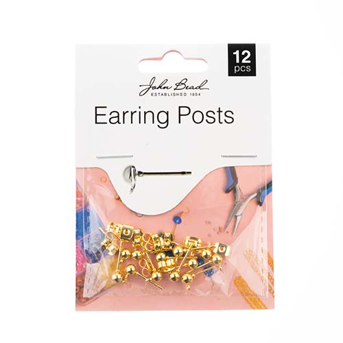 John Bead Must Have Findings Earring Post with 5mm Ball, 12pcs