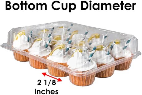 Plastic Cupcake Containers Holder Carrier, Holds 1 dozen - BPA Free Clear Plastic