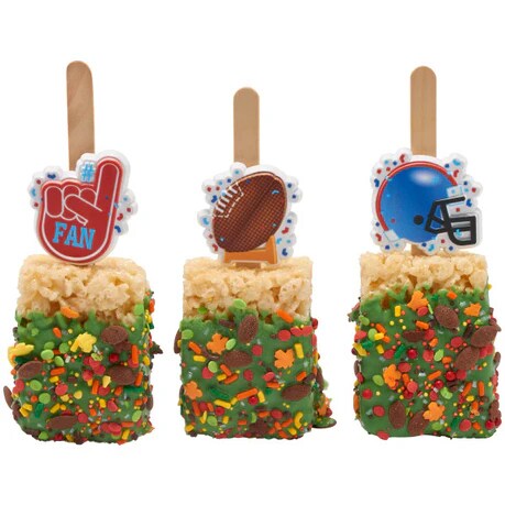 Football Assortment Helmet, #1 Fan and Football with Goal Cupcake Rings set of 12