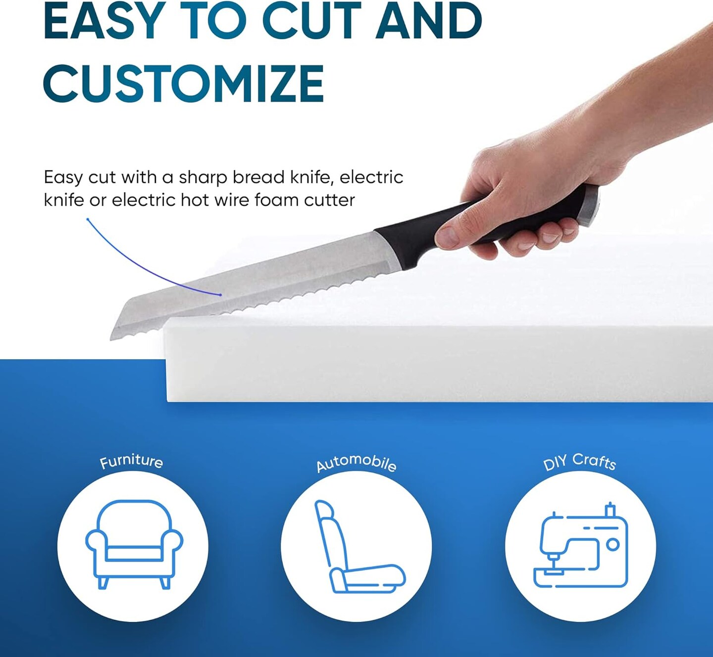 Upholstery High Density 2" Height x 24" Width x 72" Length-Home or Commercial Use Seat Replacement Cushion-Made in USA Foam, 1 Count (Pack of 1)