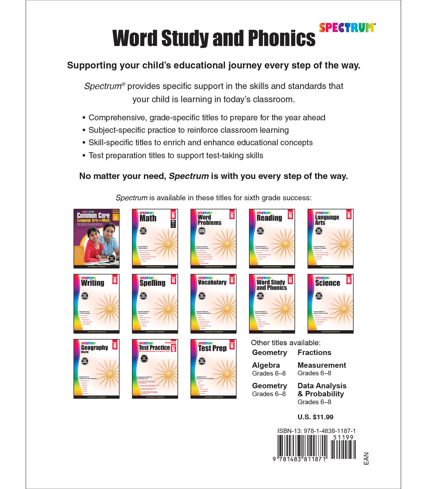Spectrum Grade 6 Word Study and Phonics Workbook, Middle School Books Covering Vocabulary, Dictionary Skills, Spelling, Digraphs, Roots, Analogies, and More, Language Arts Classroom or Homeschool Curriculum