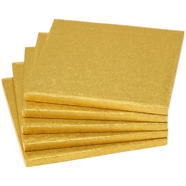 8&#x22; Square Gold Foil Cake Board 5ct