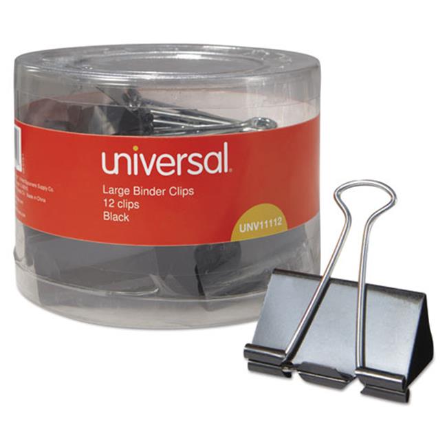 Universal Office Products UNV Large Binder Clips, Black - 12 Per Pack