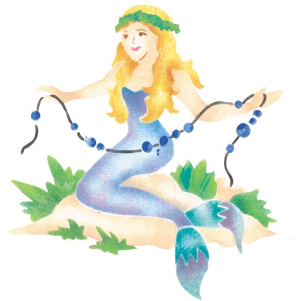 Single Mermaid Wall Stencil | 2942 by Designer Stencils | Reusable Art Craft Stencils for Painting on Walls, Canvas, Wood | Reusable Plastic Paint Stencil for Home Makeover | Easy to Use & Clean Art Stencil