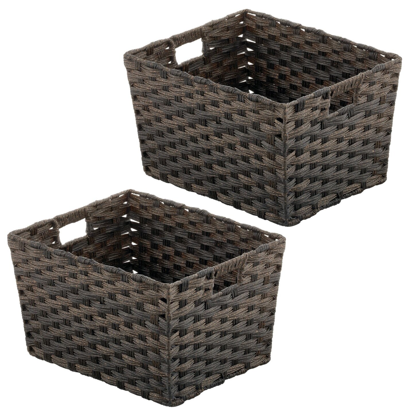 mDesign Wide Rectangular Woven Home Storage Basket Bin, 2 Pack