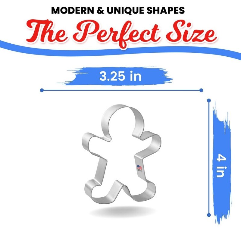 CookieCutter.com 4 in Gingerbread Man Boy Handmade in USA Christmas Fairytale Tin Plated Steel