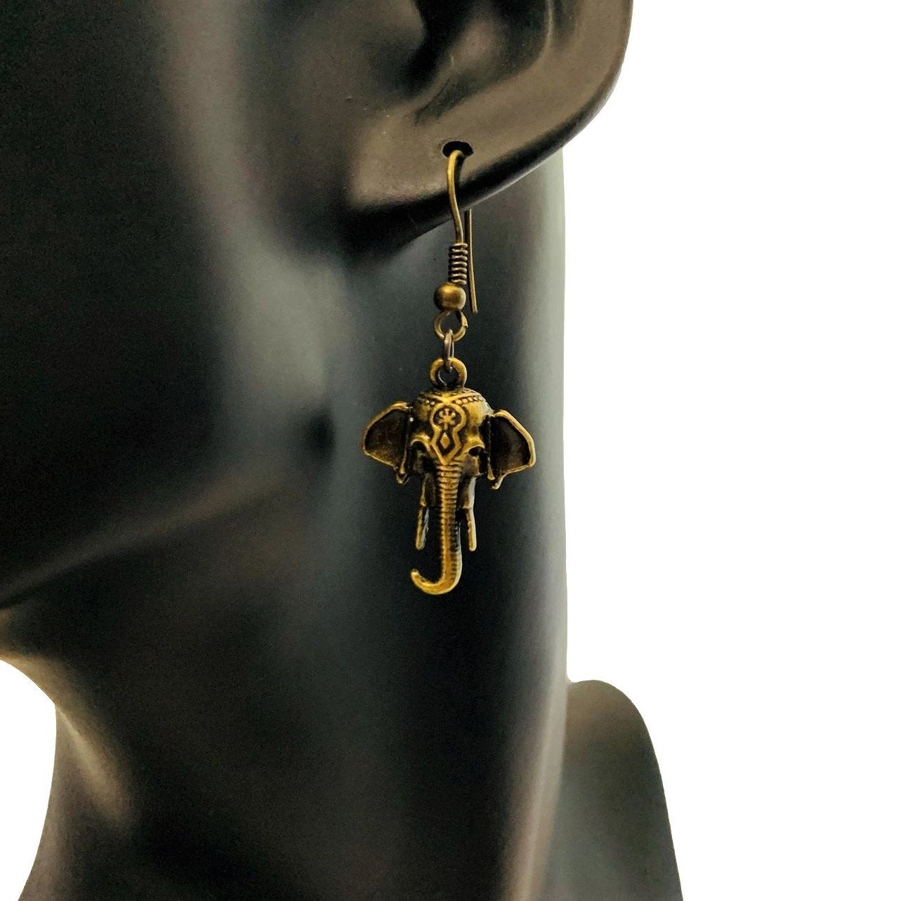 Bronze Tibetan Elephant Earrings