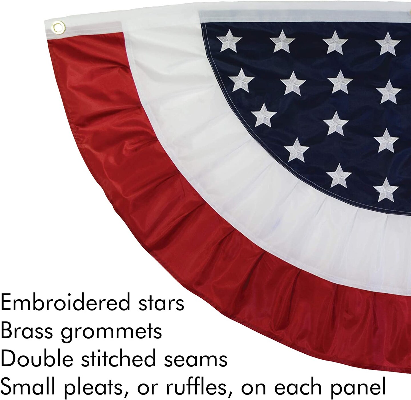 In the Breeze 3707 - Patriotic Ruffle Corner Bunting - Set of 2 - Outdoor Red, White and Blue Decoration