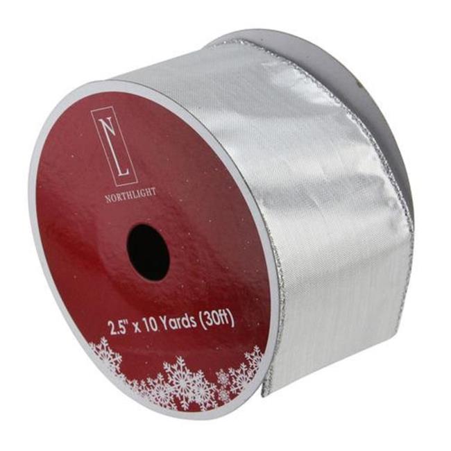 Northlight  2.5 in. x 10 Yards Solid Silver Wired Christmas Craft Ribbon