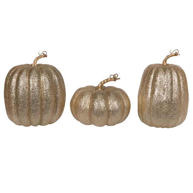 Vickerman  8 in. Pumpkins for Decorating, Champagne - Assorted Size - Set of 3