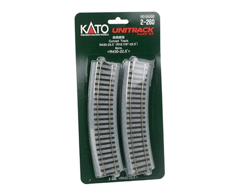 Kato  HO-Scale H R430 - 22.5 Curve Track (4 ea) Train Track