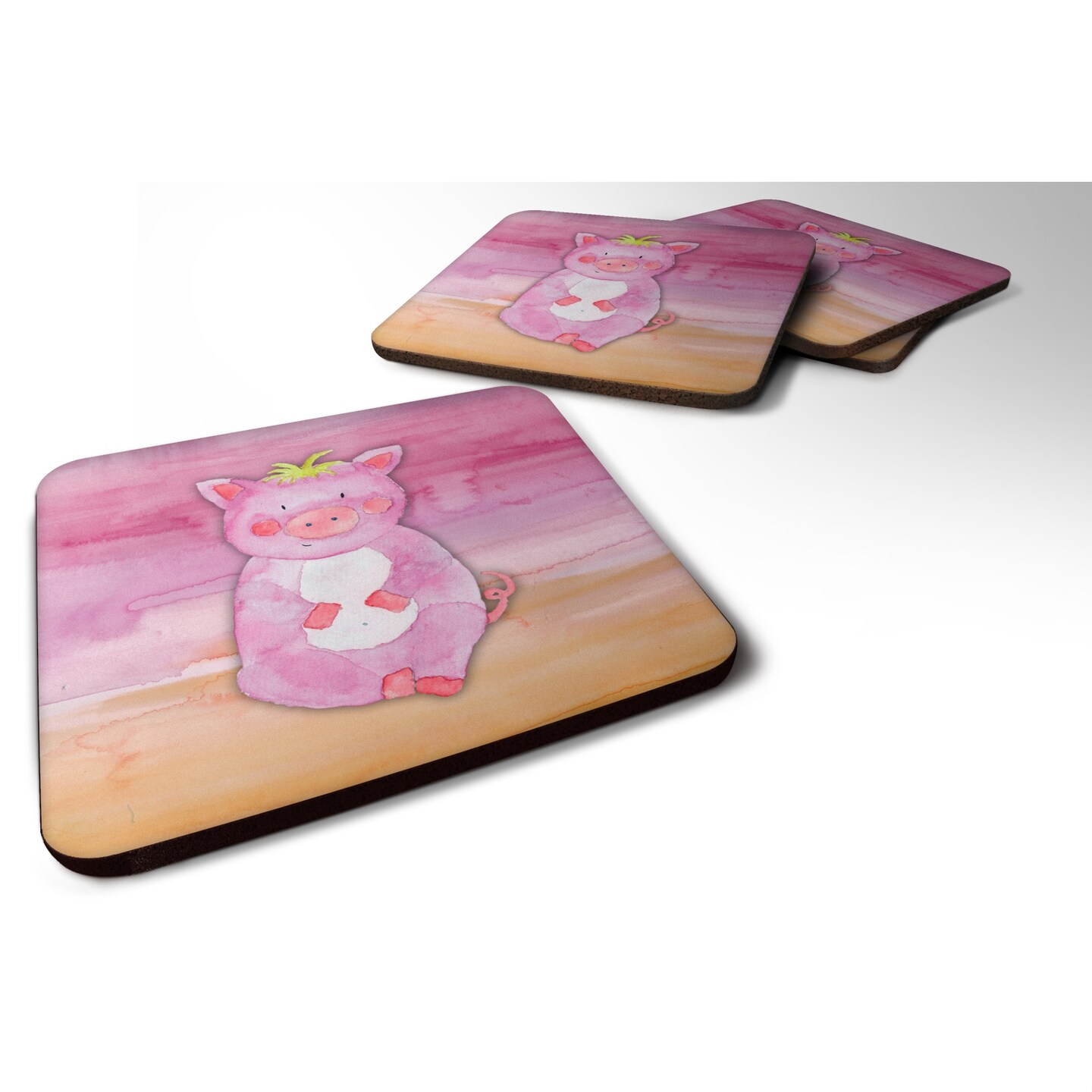 &#x22;Caroline&#x27;s Treasures Pig Watercolor Decorative coasters, 3.5, Multicolor&#x22;