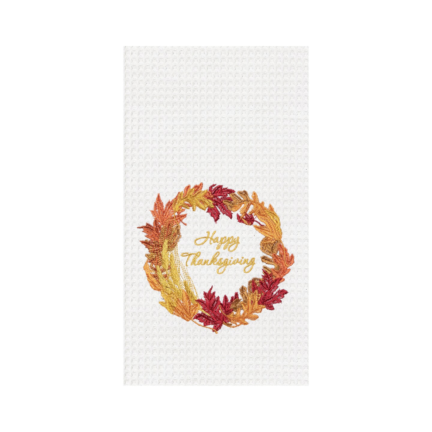 Autumn Watercolor Personalized Waffle Weave Kitchen Towel