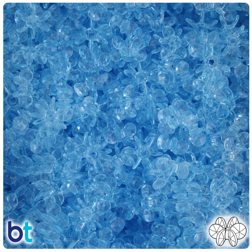 BeadTin Light Sapphire Transparent 10mm SunBurst Plastic Craft Beads (450pcs)