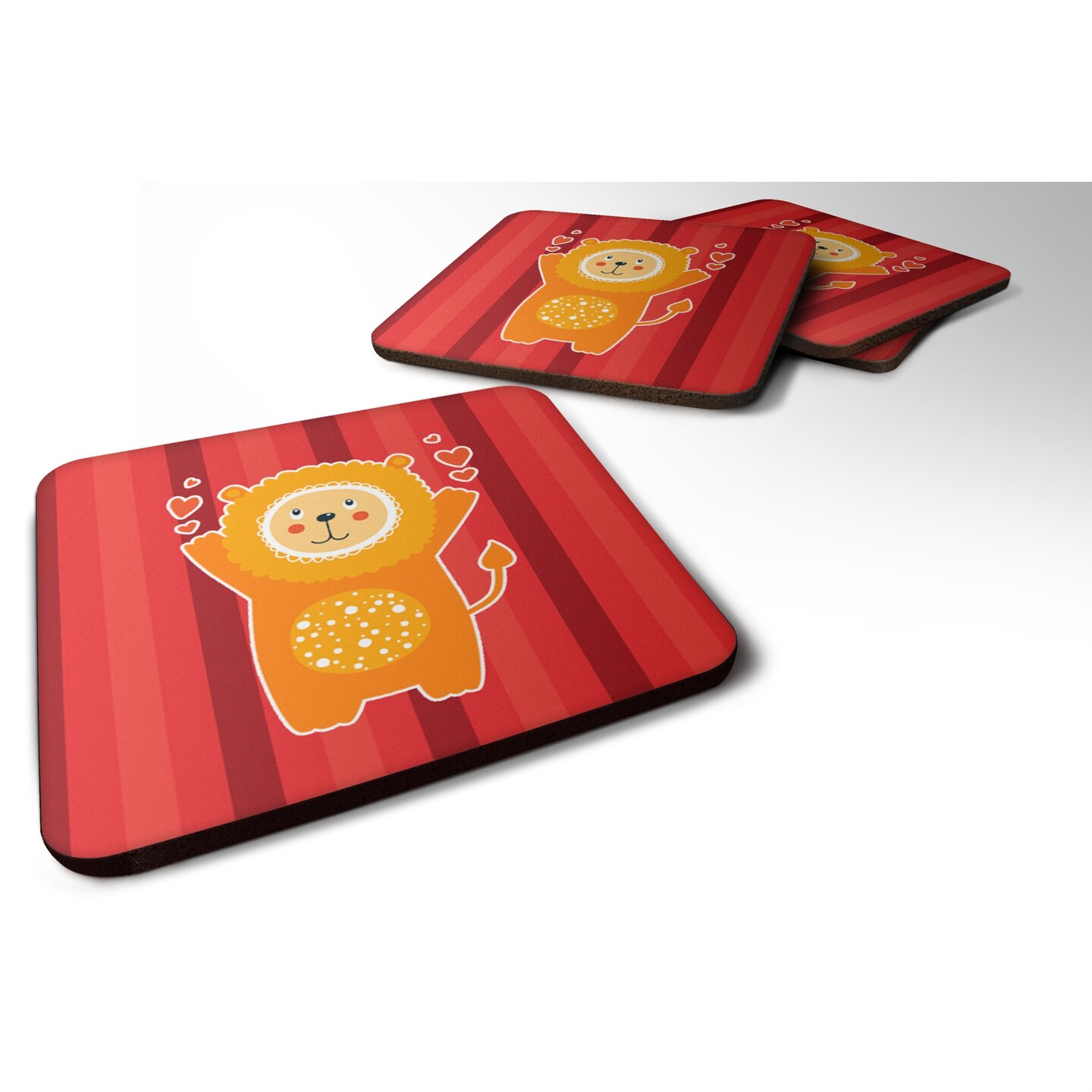 &#x22;Caroline&#x27;s Treasures Lion love Foam Coaster Set of 4, 3.5, Multicolor&#x22;