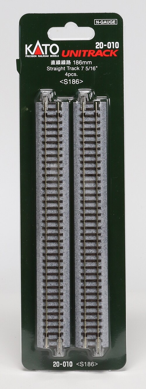 Kato N-Scale Kato N Scale Unitrack 7 5/16" 186mm Straight Track - 4 per package Train Track