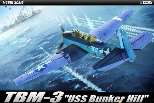 Academy  1/48 TBM-3&#x22;USS Bunker Hill Airplane Plastic Model