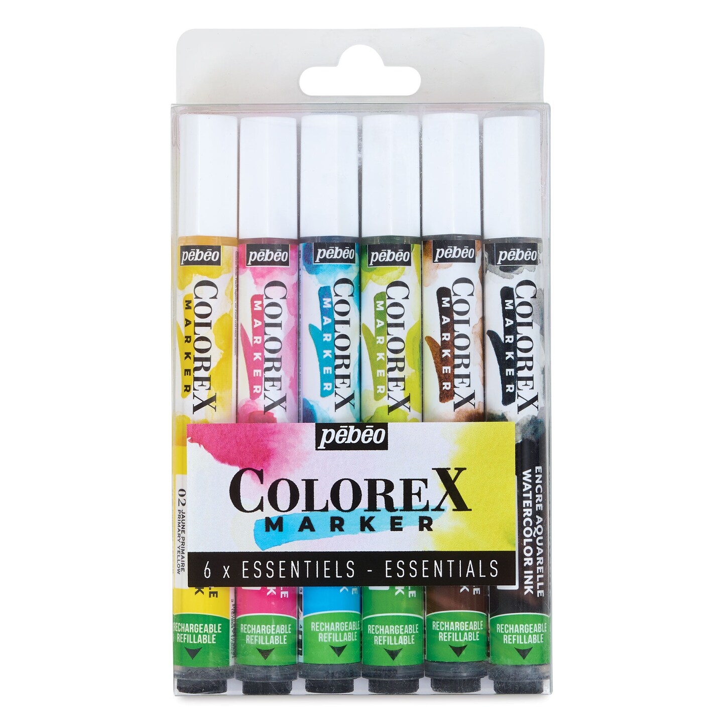 Pebeo Colorex Refillable Markers - Set of 6, Essentials